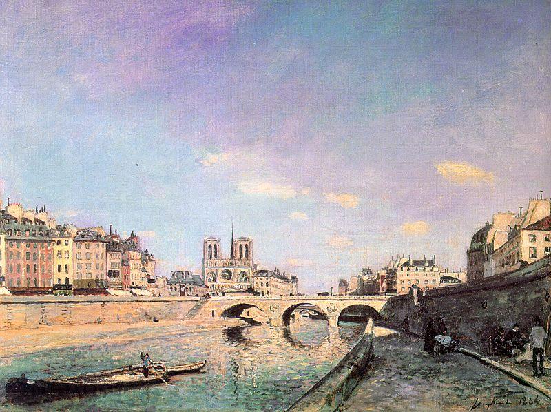 Johann Barthold Jongkind The Seine and Notre Dame in Paris Norge oil painting art